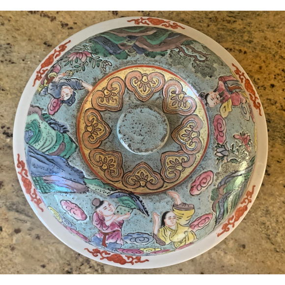 Rose Medallion Antique Chinese Porcelain Export Covered Serving Casserole Dish - Picture 6 of 15